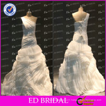 ED Bridal Real Picture Mermaid One-Shoulder Lace Up Back Plissé Alibaba Robe de mariée 2017